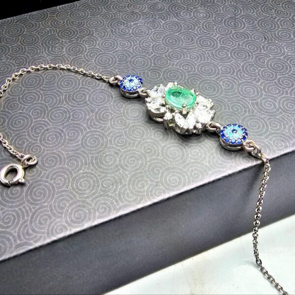 دستبند نقره زمرد زامبیا اصلی