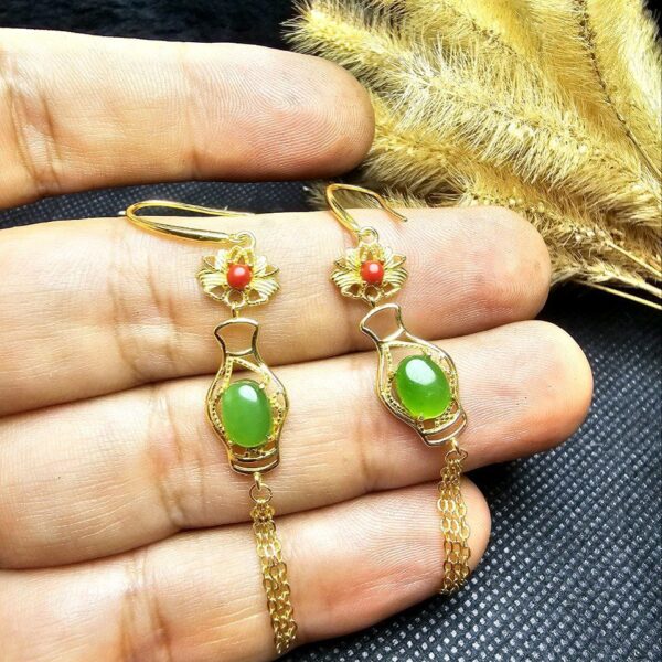 گوشواره زیبای یشم سبز اصلی