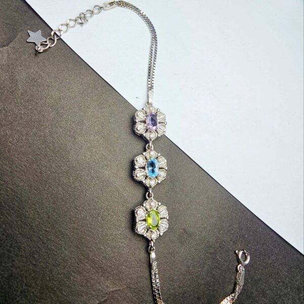 دستبند نقره سه نگین اصلی