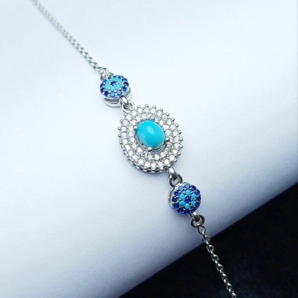 دستبند نقره جواهری فیروزه نیشابور اصلی