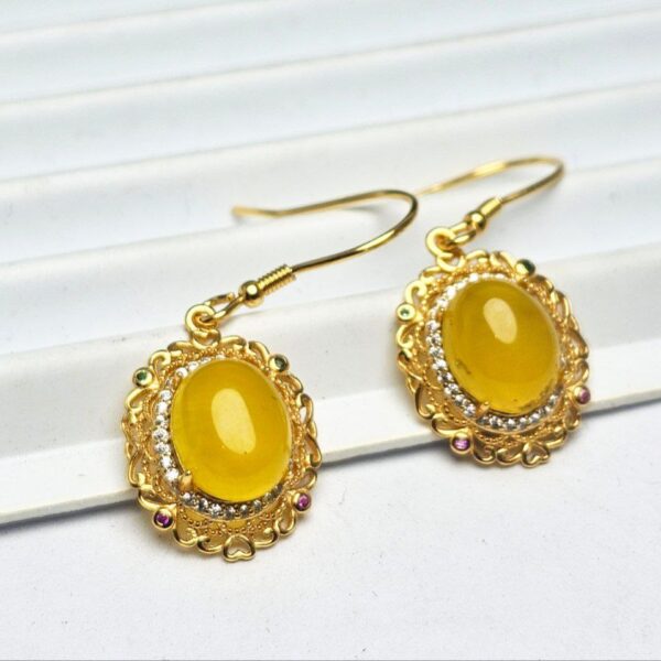 گوشواره نقره عقیق زرد شرف شمس