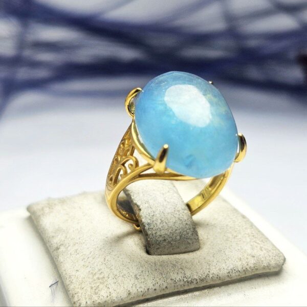 انگشتر نقره زنانه آکوامارین آبی اصلی