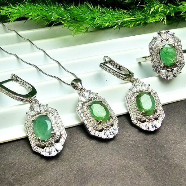 نیم ست نقره زمرد زامبیا اصلی