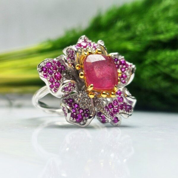 انگشتر نقره زنانه یاقوت قرمز اصلی