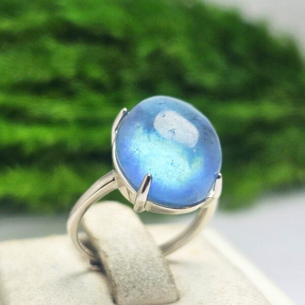 انگشتر نقره زنانه آکوامارین آبی اصلی