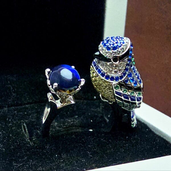 انگشتر نقره زنانه پرنده با نگین اپال اتیوپی اصلی