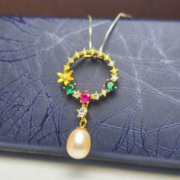 مدال توگردنی نقره مروارید پرورشی اصلی