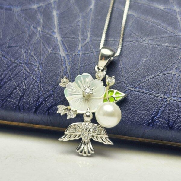 مدال توگردنی نقره جواهری صدف و مروارید اصلی