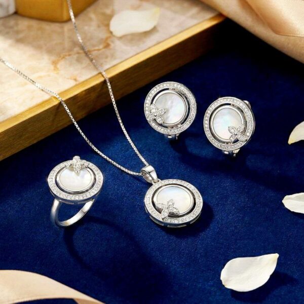 نیم ست نقره جواهری صدف اصلی