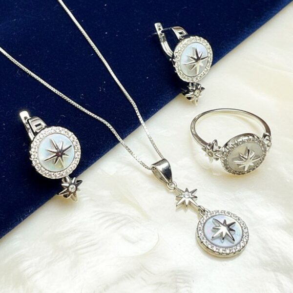 نیم ست نقره جواهری صدف اصلی