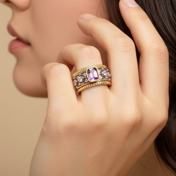 انگشتر نقره زنانه آمیتیست اصلی