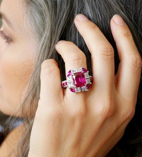 انگشتر نقره زنانه یاقوت قرمز چهارگوش اصلی