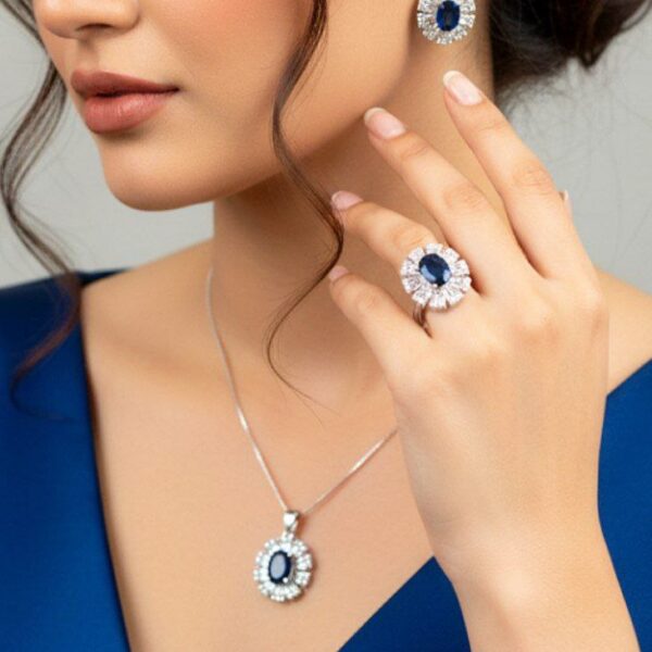 نیم‌ست نقره یاقوت کبود اصلی