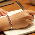 دستبند نقره زنانه ۵ نگین یاقوت قرمز اصلی