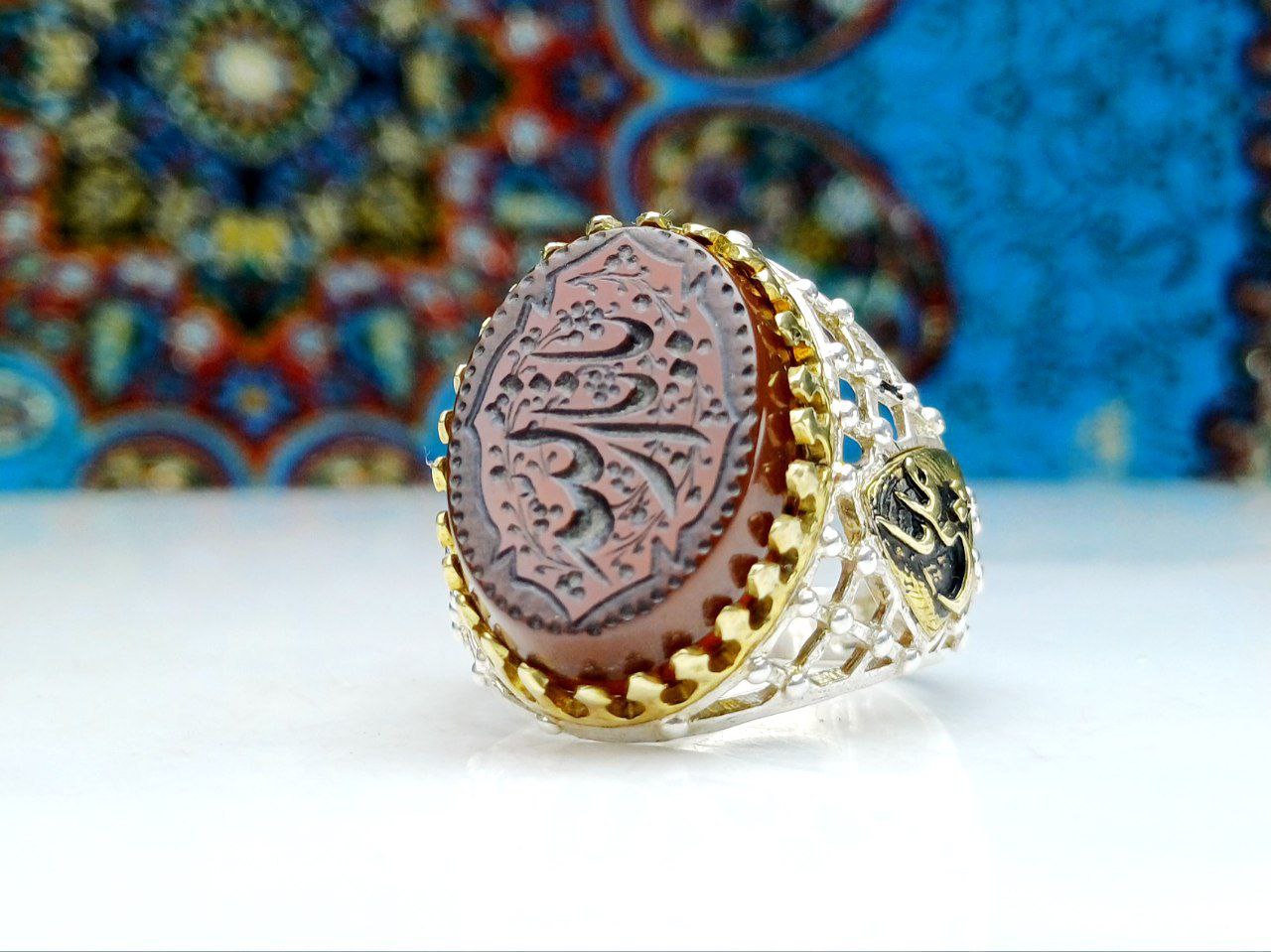 photo_1_2024-06-13_11-47-28.jpg انگشتر نقره عقیق قرمز حکاکی یا ثارالله - Image 1