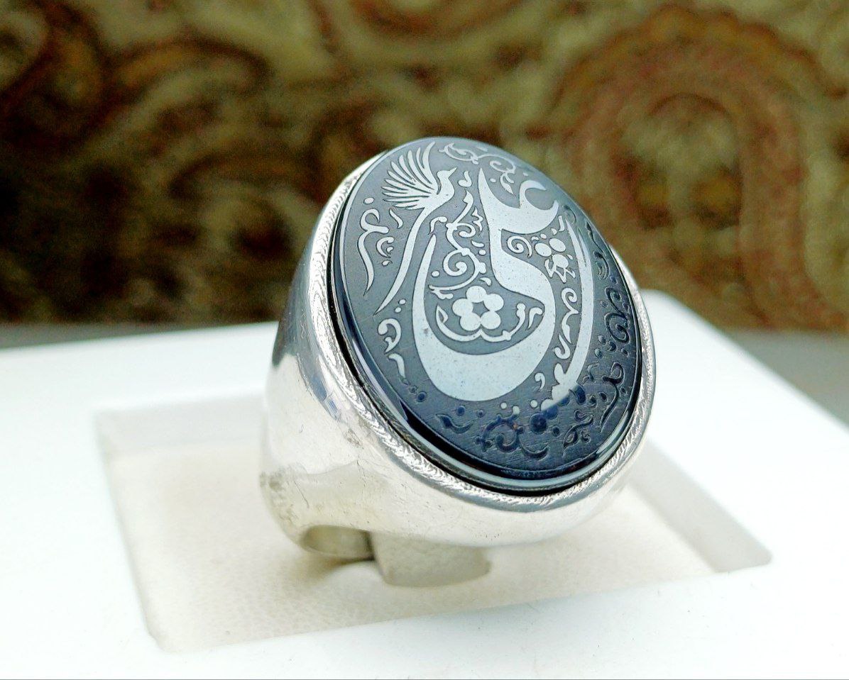 photo_1_2024-07-24_10-50-19.jpg انگشتر نقره حدید اصلی حکاکی علی (ع) - Image 1