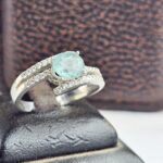 انگشتر نقره زنانه آکوامارین آبی