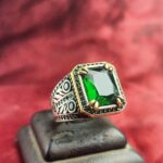 انگشتر نقره اسپرت نگین سبز چهارگوش - Image 2