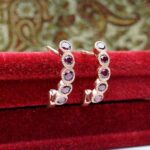 گوشواره جواهری پنج نگینه گارنت اصلی