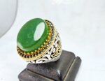 انگشتر نقره یشم سبز اصل - Image 3