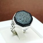 انگشتر نقره عقیق مشکی هشت گوش
