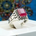 انگشتر نقره یاقوت قرمز اصلی چهارگوش