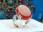 انگشتر نقره  عقیق قرمز حکاکی چهارده معصوم - Image 3