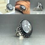 انگشتر نقره حدید خطی یا علی - Image 5
