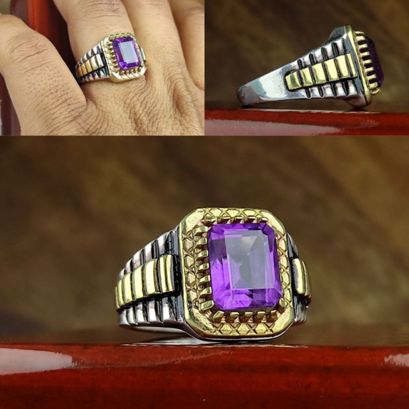 productimage-3668-1.jpg انگشتر نقره آمیتیست اصل چهارگوش - Image 1