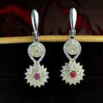 گوشواره نقره یاقوت قرمز اصل