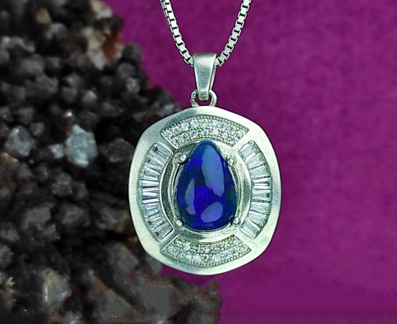 productimage-3726-1.jpg مدال توگردنی نقره اپال اتیوپی اصل اشکی تراش - Image 1