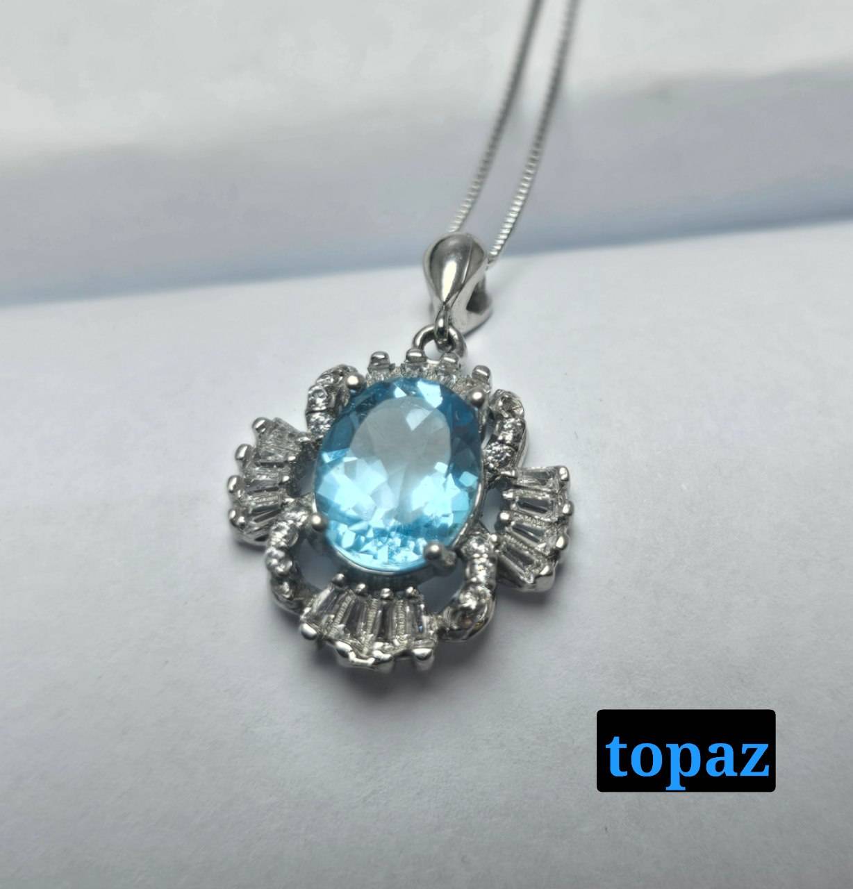 211283_temp مدال نقره توپاز آبی سوئیسی اصلی - Image 1