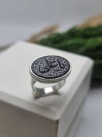 انگشتر نقره عقیق مشکی حکاکی یا علی